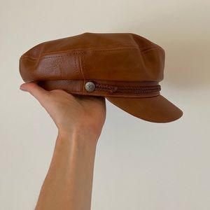 BRIXTON newsies hat, brown leather Medium 7 1/4